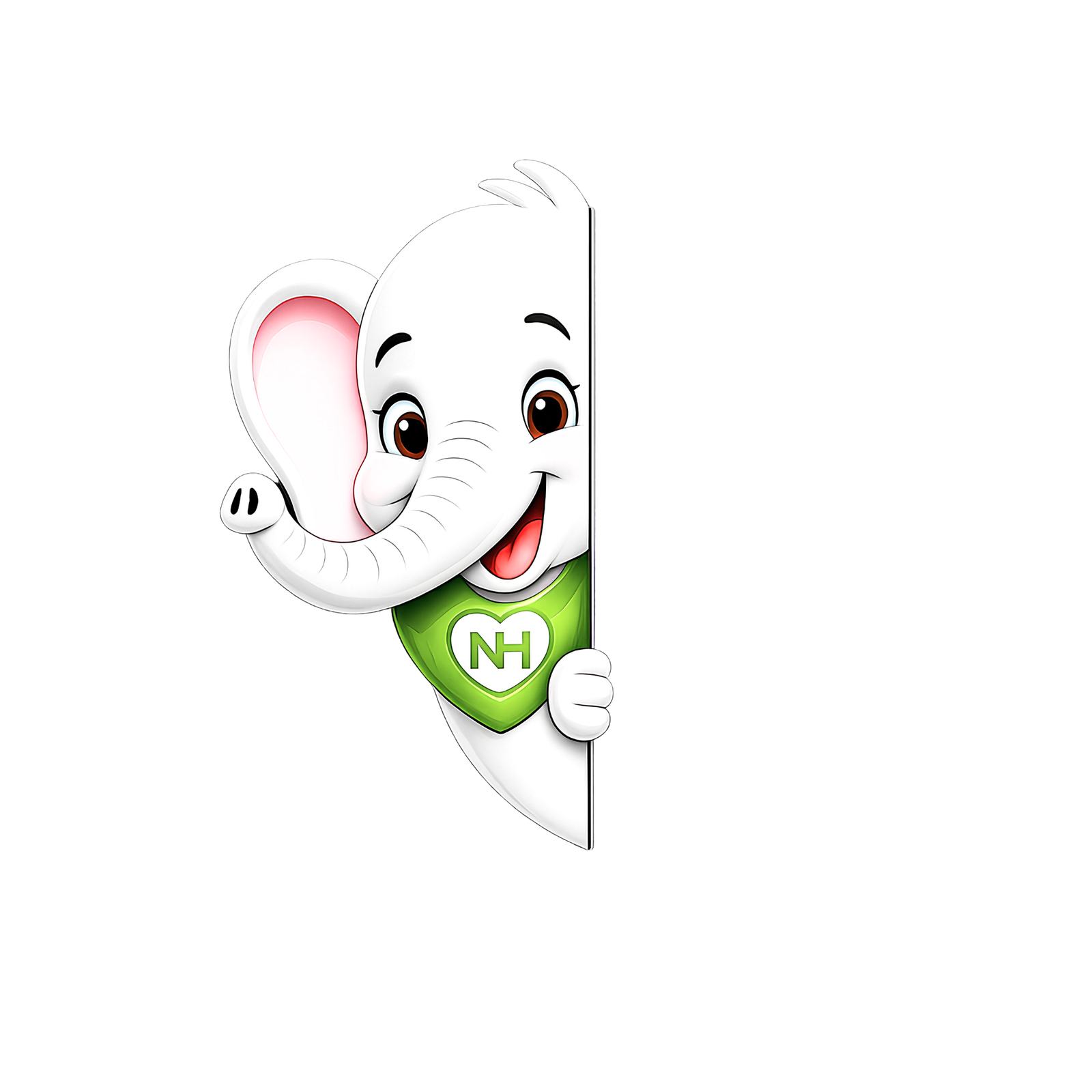 Namma Hearth baby elephant mascot peeking around, ready to help